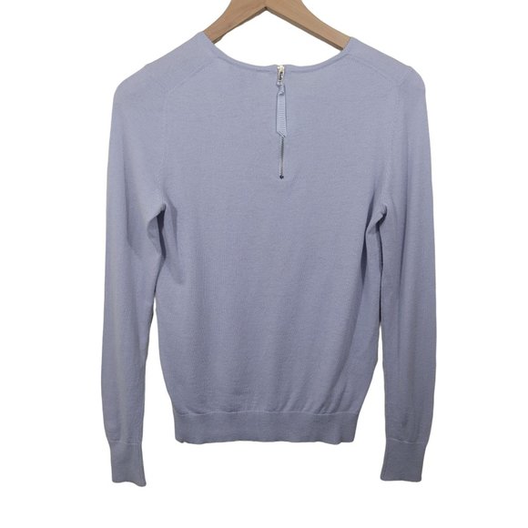 Ann Taylor Woman's Blue Knit Long Sleeve Top Round Neck Zipper back X Small - Picture 5 of 11